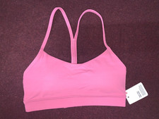lululemon Flow Y Bra adjustable Nulu Light Support, A  C Cups pink Size 4 NWT 