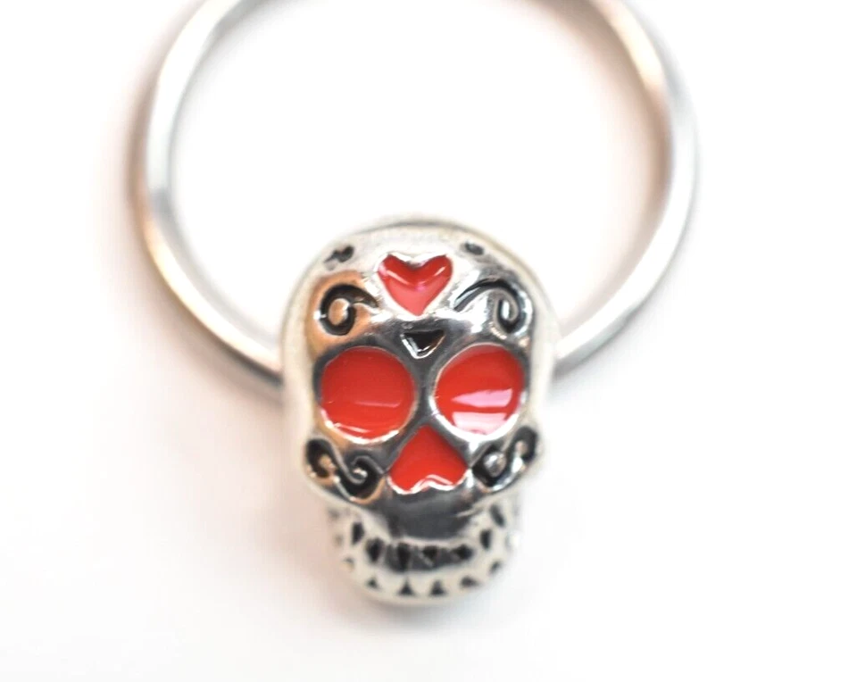 一对 14G 糖骷髅死亡日乳头环环耳环耳规 — 第 2/3 张图片