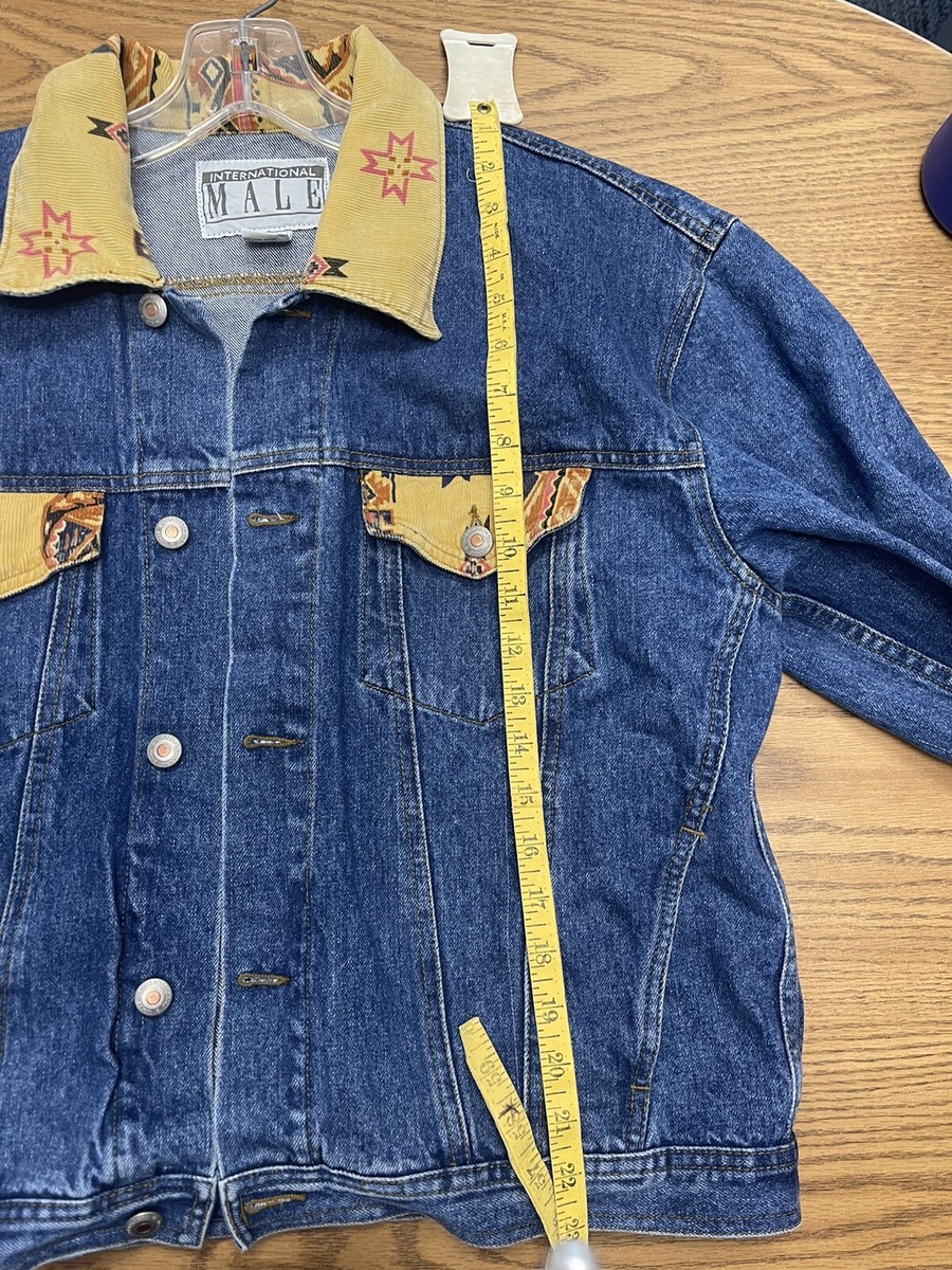 Vintage 90's International Male Denim Jean Jacket Southwest Cord