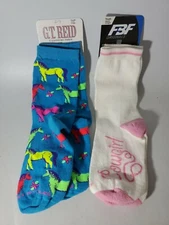 2 PAIR For Bare Feet Socks  Horse Socks Size Youth (13, 1-5)