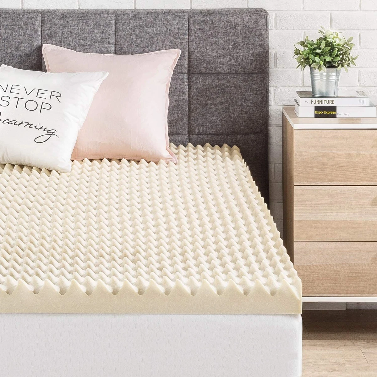Best Price Mattress 3 Inch Egg Crate Memory Foam Topper Queen, Beige | eBay