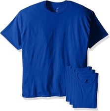 Mens Hanes Ecosmart Deep Royal Cotton Short Sleeve T-Shirt 4-Pack Sz Medium NWT