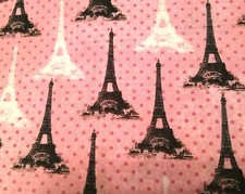 NEW - Pink Paris France Eiffel Tower - by the yard - David Textiles