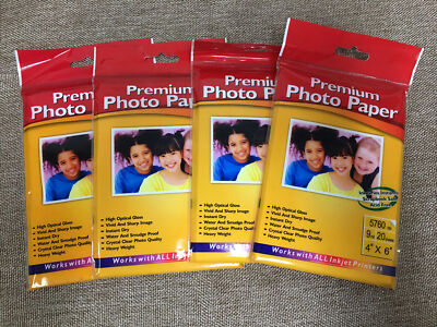 4 Premium 4'' x 6'' Photo Paper Works All Inkjet Printers 20 Sheets 9mil 5760dpi