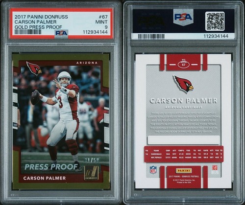 2017 Panini Donruss - Carson Palmer Gold Press Proof /50 - PSA 9 (POP 1) - Bild 3 von 3