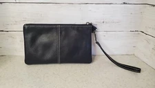 iLi New York Black Leather RFID Wristlet Cluth Purse Wallet Womens