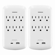 2Pack Wall Outlet Extender with USB C Wall Charger Outlets Surge Protector Micmi