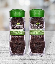 2 McCormick Gourmet Organic whole Black Peppercorns Non-GMO 1.87oz Each