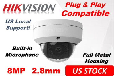 Hikvision Compatible 8MP 4K Outdoor POE IP Dome Camera 2.8mm Wide Angle w/ Mic
