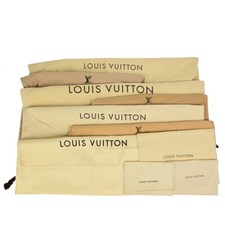 LOUIS VUITTON Logo 10 Set Dust Bag Drawstring Canvas Cotton Beige Brown 07KB120
