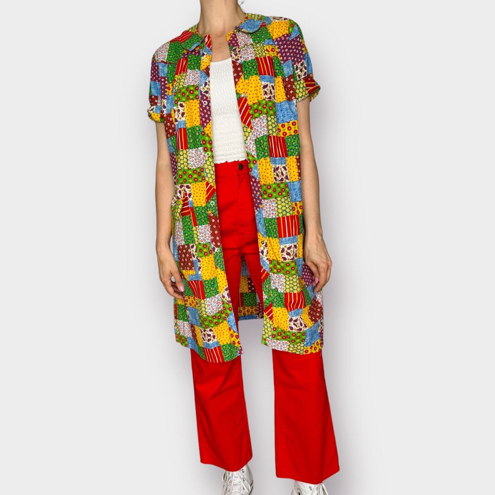 70s Patchwork Print House Coat - image 3