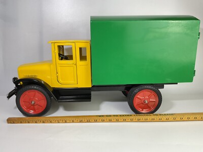 Old Time Toys Large Pressed Steel Yellow/Green Truck Buddy L Lookalike 1990's