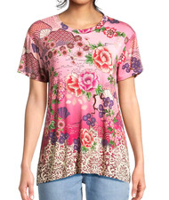 BNWT Johnny Was Pink Lace Loose Fit Favorite Stretch Boho Floral Tee Top M 115