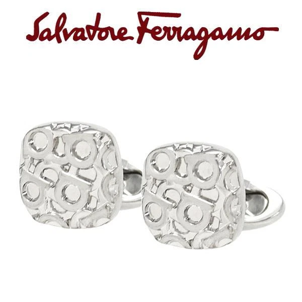 Gemelos Salvatore Ferragamo estilo Gancini Giratorio con CAJA Latón color plata  Foto 3 de 3