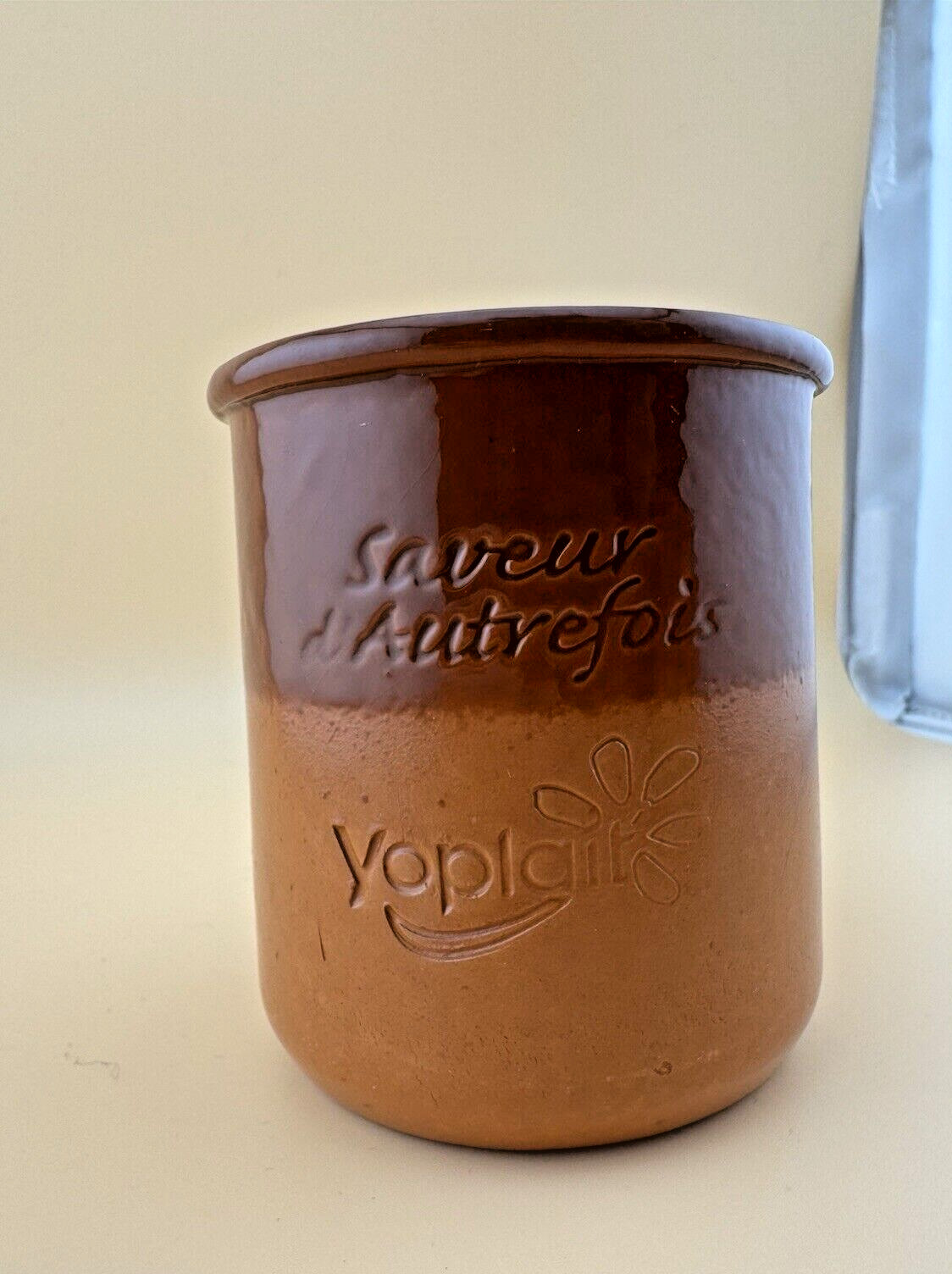 Saveur d'Autrefois Yoplait Clay Cup Dip Glazed Terra Cotta Cotano Ceramics