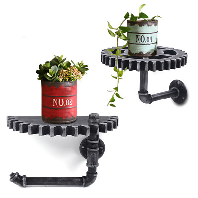 2Pcs Vintage Industrial Gear Pipe Regal Wandregalhalter Wohnkultur