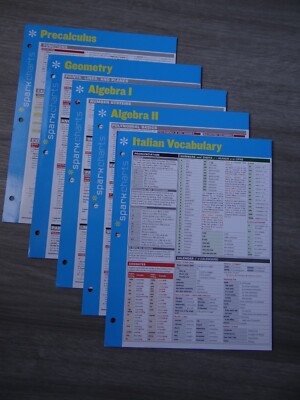 sparkcharts  Precalculus, Geometry, Algebra I , Algebra II, Italian Vocabulary