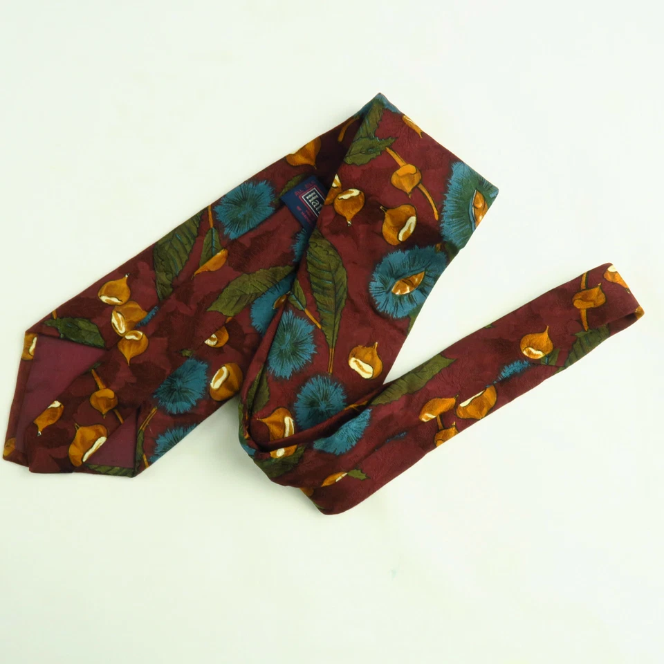 Vintage Hathaway Floral  Tie Necktie Red Blue Green 56"x3.75" Art Watercolor - Image 4 of 4