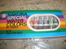 Vintage Sakura Special Water Colors in Tubes 12 Colors  Tray Set, Made in Japan
