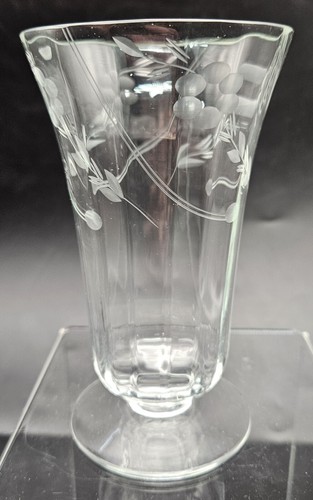 Set of 4 Vintage Engraved Floral Paneled Parfait Iced Tea Water Glasses 10 oz - Picture 8 of 19