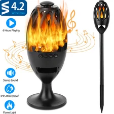 LED Flame Table Lamp Torch Atmosphere Wireless Speaker Stereo Bass Waterproof