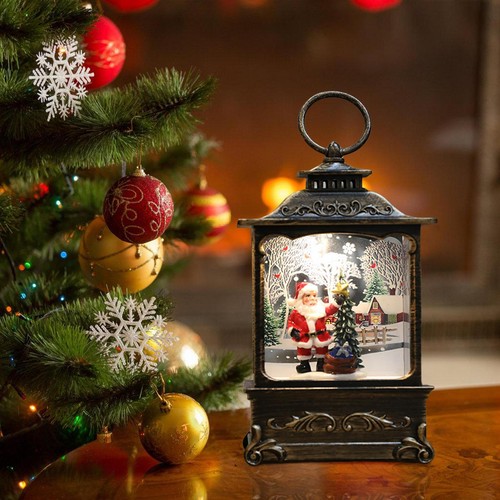 Christmas Snow Globes Lighted Water Lantern Glittering Music Lighted Lantern - Picture 9 of 13