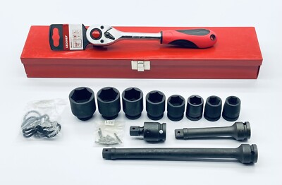 UNUSED GEDORE RED R60000027 2K REVERSIBLE RATCHET 1/2'' LENGTH 17mm TO 32mm SET