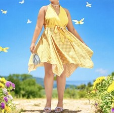 Yellow Plaid Hanky Dress - Size 20