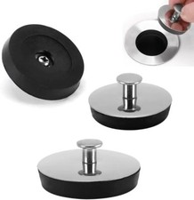 3 Pack Tub Stopper Bathtub Drain Plug Tapered with Stainless Silver Black