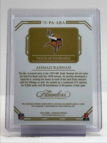AHMAD RASHAD 2023 FLAWLESS FOOTBALL PATCH AUTOGRAPH VIKINGS AUTO #12/25 - Picture 2 of 2