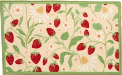 NOURISON HOME Kitchen Accent Printed Rug (nonskid) (17"x28") SPRING STRAWBERRIES & FLOWERS, NR