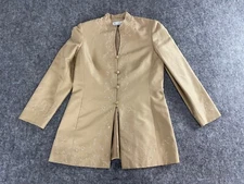 Travis Ayers Suit Jacket Women 8 Blazer Gold Silk Embroidered Floral A14