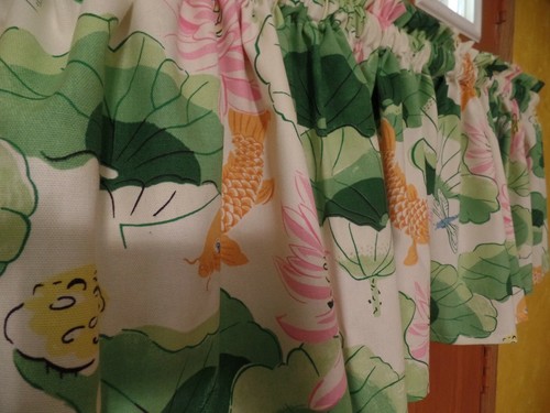 Green Lotus, Pink Flower, Gold Koi Fish, Handmade Door, Bedroom Window VALANCES - Picture 8 of 8