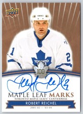 ROBERT REICHEL 2017-18 TORONTO MAPLE LEAFS CENTENNIAL LEAF MARKS #MLM-RR   22915