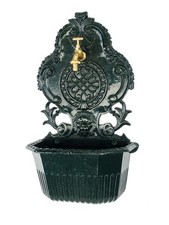 Fontaine murale de jardin avec vasque - style antique - aluminium - motif lion -