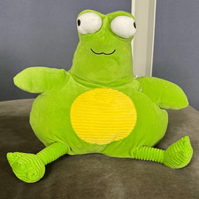 Kids Frog Plush Toy Green and Yellow 18  Very Soft NEW