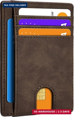 Slim Minimalist Wallet for Men,Front Pocket Wallet RFID Blocking Small Thin Cred