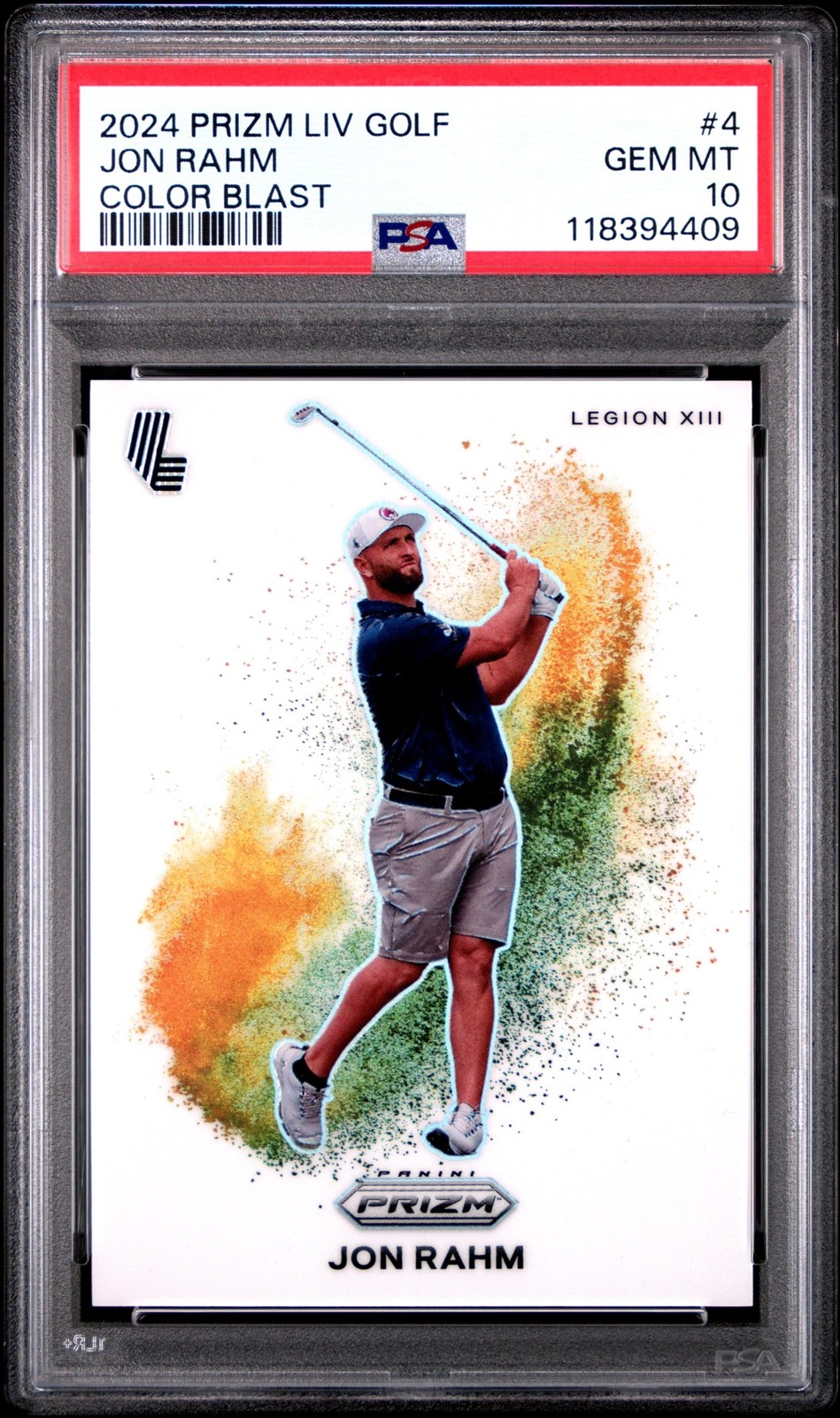 2024 Prizm LIV Golf Jon Rahm #4 Color Blast PSA 10