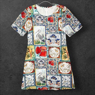 Anna Cate dress Size Small Tropical Resort wear Linen Blend Italian Summer Bird