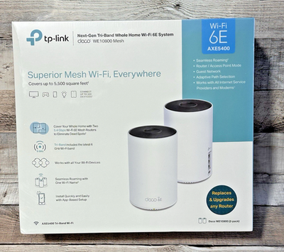 NEW TP-Link Deco WE10800 (2-PACK) AXE5400 Next Gen Tri Band Whole 