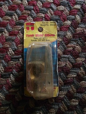 NEW Tempo 100060 206ELB Male 3/8'' x Female 3/8'' NPT Brass Tank Vent Elbow 