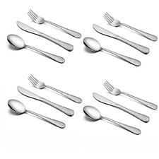 12-Piece Toddler Kids Silverware Set, Stainless Steel Hammered 12 pieces