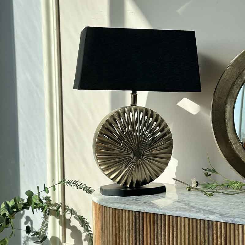 Lampe coquillage noir dorée 41x45x65cm grande lampe de table design pour buffet