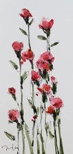 Jose Trujillo Fine Art PRINT 12x24 Collectible Artist Watercolor Red Flowers