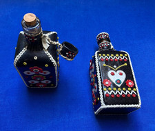 2er Set Vintage Folklore Lederflaschen / Flachm&auml;nner (60er/70er Jahre)