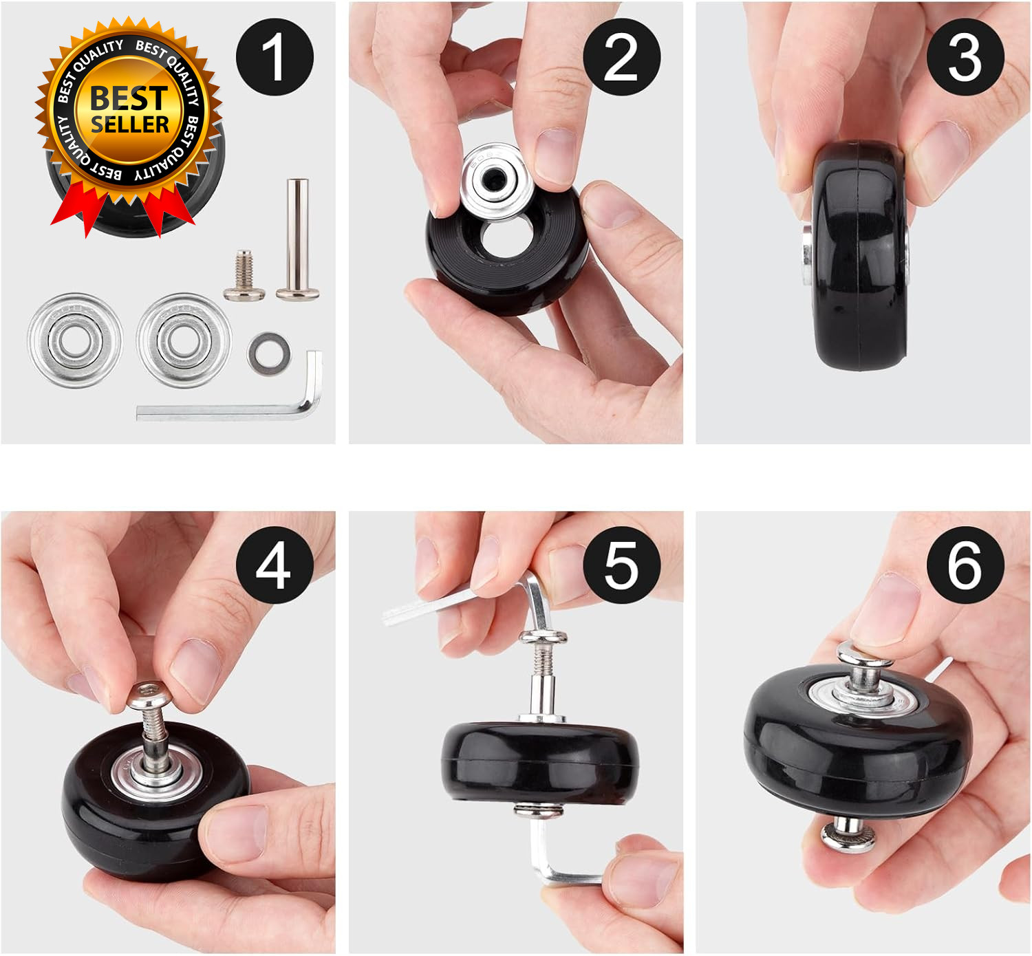 Set of 4 Luggage Suitcase Replacement Wheels Repair Axles Repair Kit