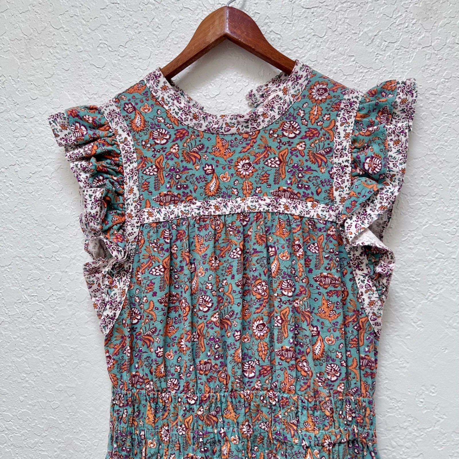 Universal Thread Boho Ruffle Neck Smocked Waist D… - image 2