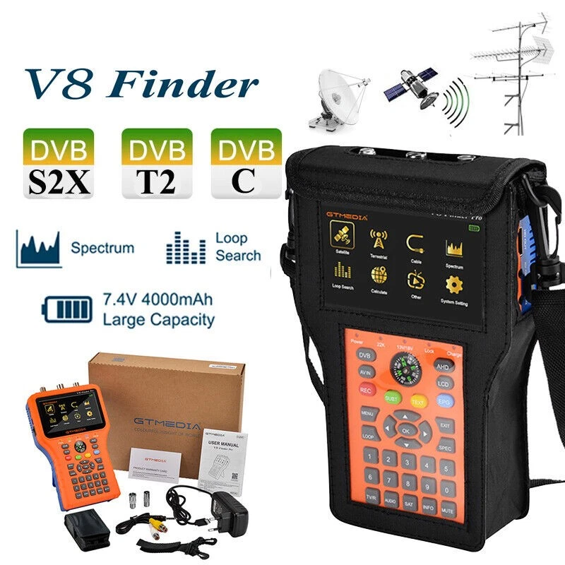 GTMEDIA V8 Finder Pro 1080P DVB-S/S2/T/T2/C Combo Messgerät Satfinder Digital HD - Bild 2 von 4