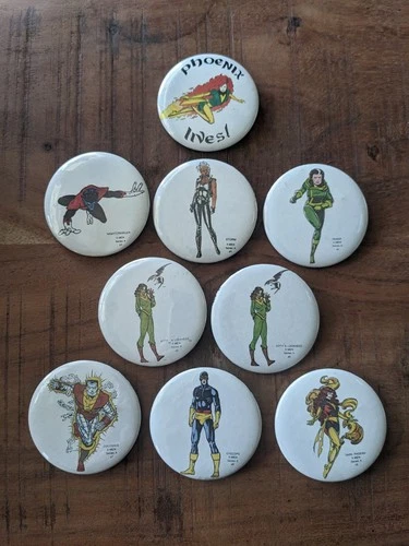 Vintage 1984 Marvel X-Men Mile High Comics Series A Button Pins - Rare!
