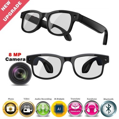 AI Smart Glasses With Video Recording AI Translation 8MP Camera and Bluetooth